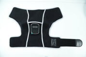 Red light therapy shoulder wrap with controller, front view