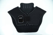 Red light therapy neck and shoulder wrap with heat, front view with controller
